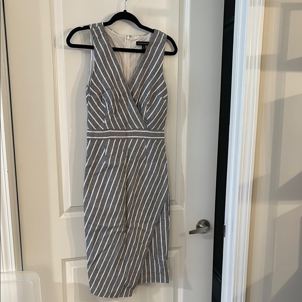 Striped Gray Sleeveless Dress